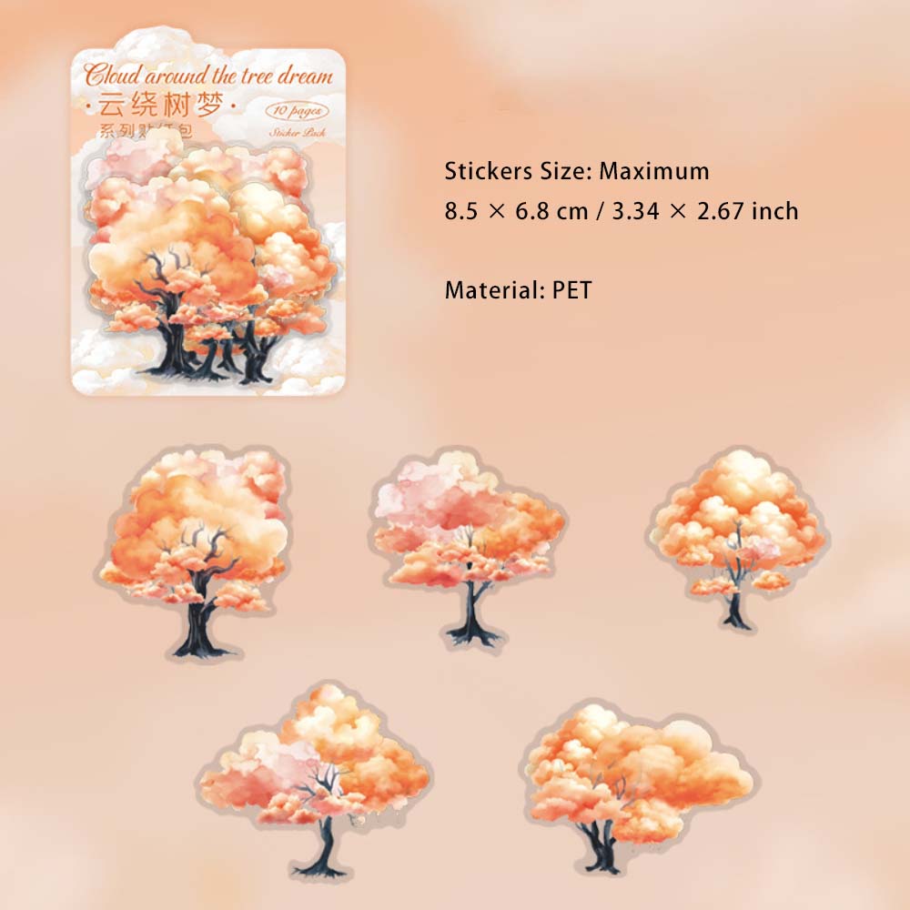 10 Pcs Cloud Tree PET Stickers YRSM