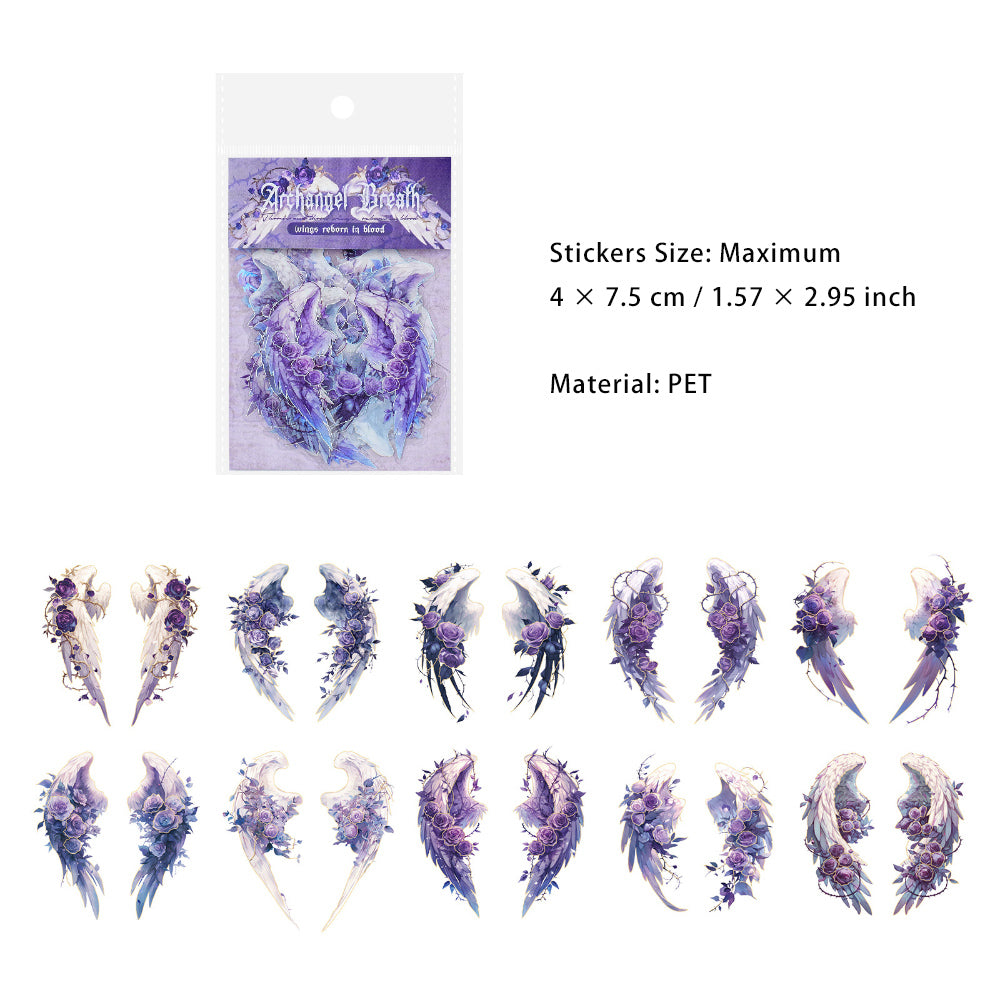 20 Pcs Glitter PET Angel Wing Stickers DTSZX