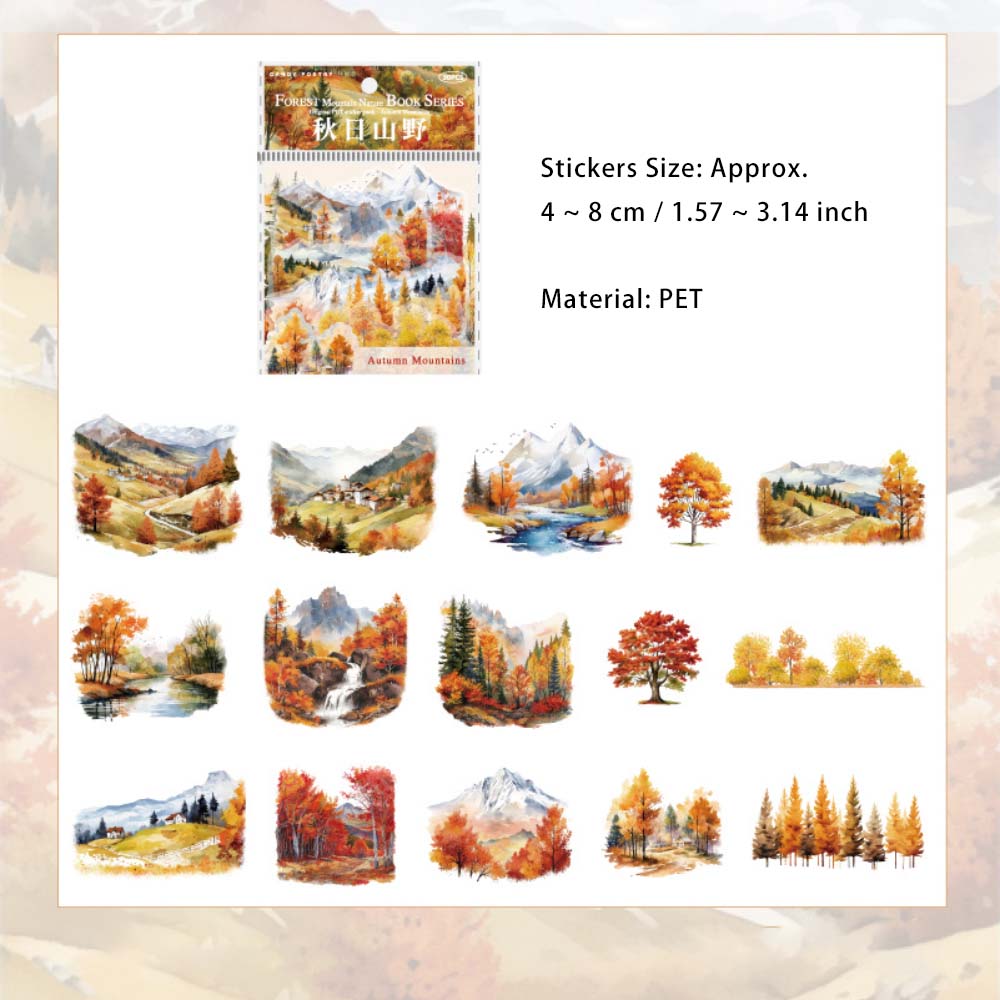 30 Pcs Forest Mountain PET Stickers SLZRCS