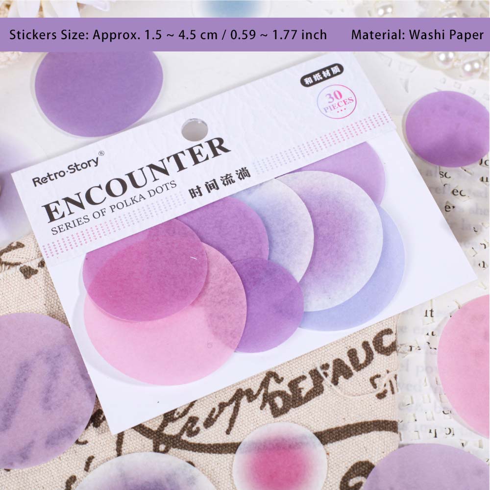 30 Pcs Round Washi Stickers XHXL