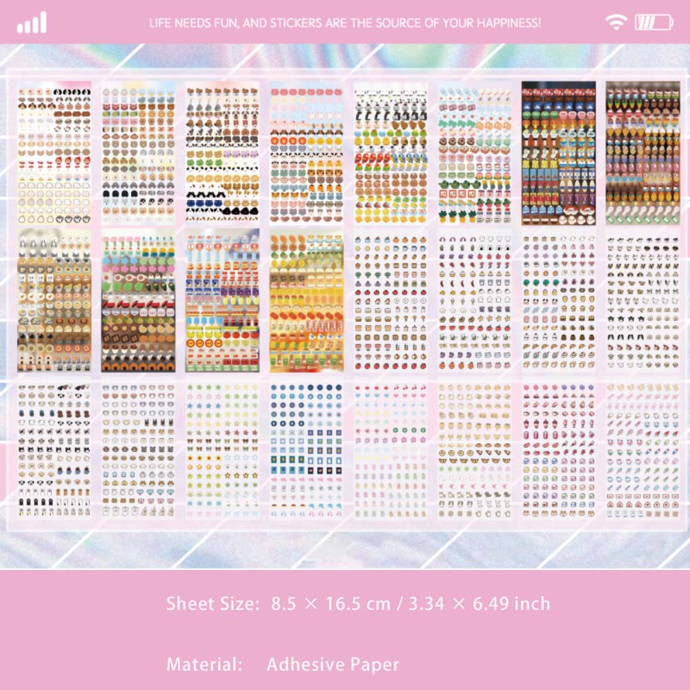 24 Sheets Cute Planner PET Stickers Book KAPD