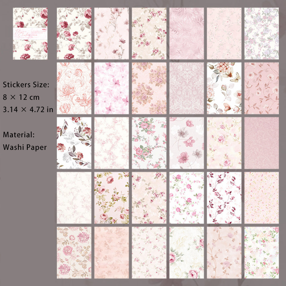 30 Sheets Floral Washi Stickers FGHY