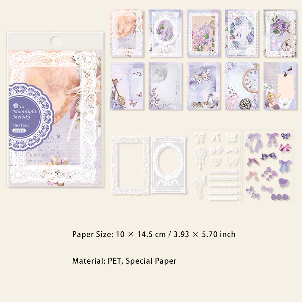 26 Pcs Scrapbook Paper and Stickers Kit LSTHJ