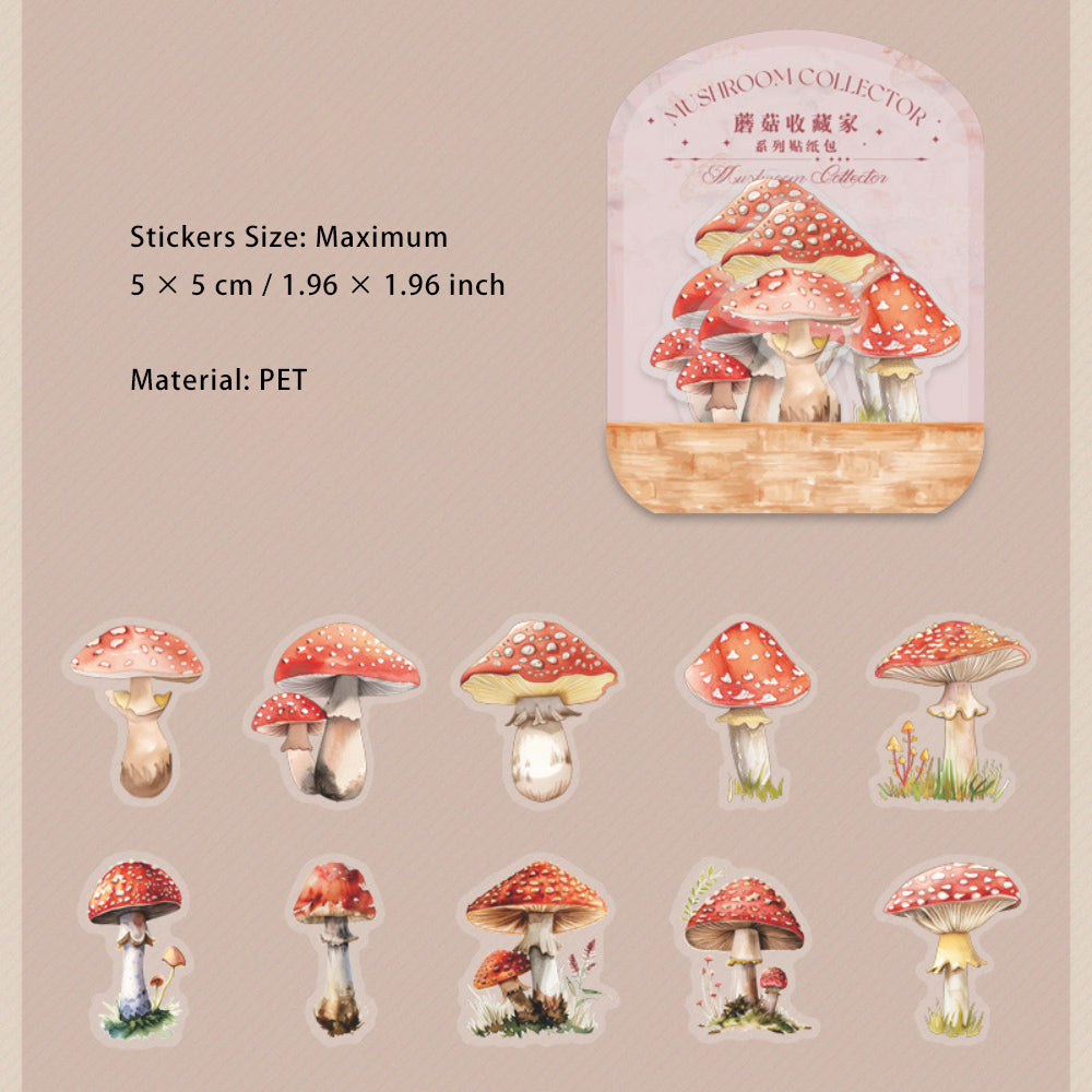 20 Pcs PET Mushroom Stickers MGSCJ