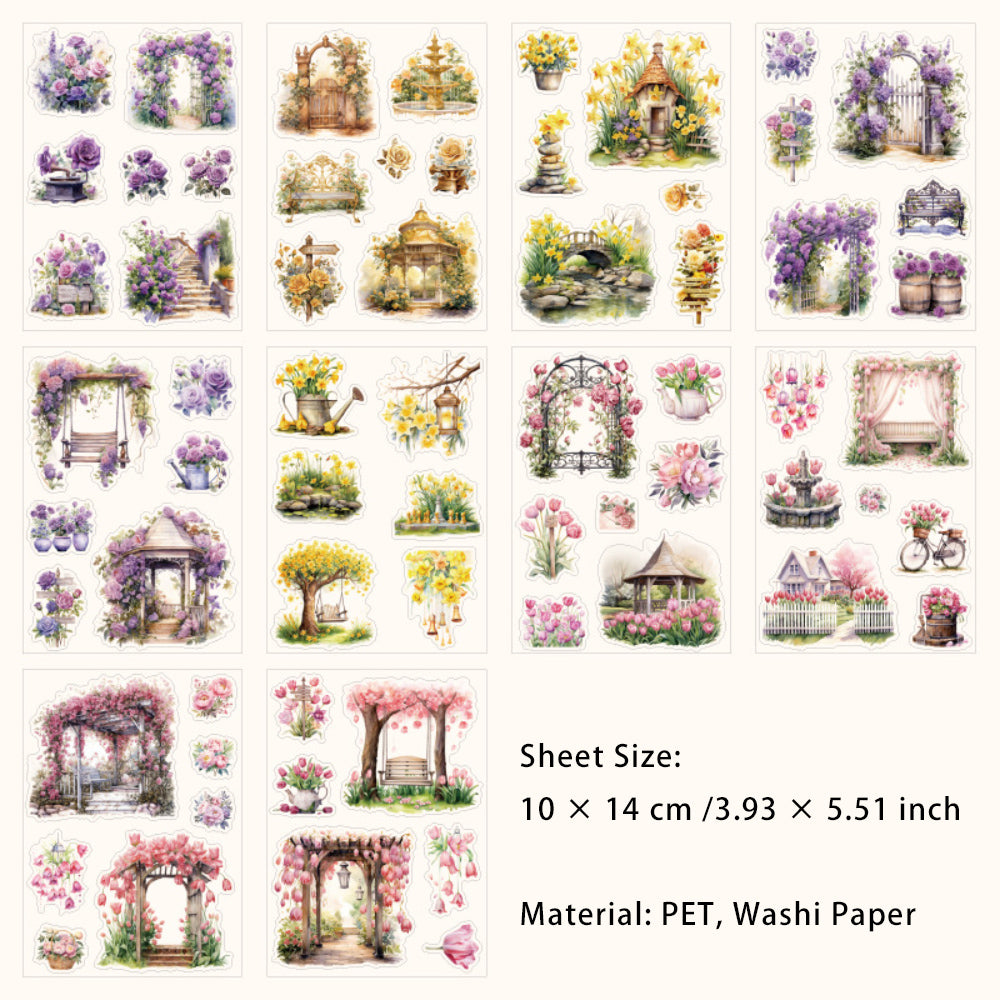 20 Sheets PET Garden Stickers Book YYHT