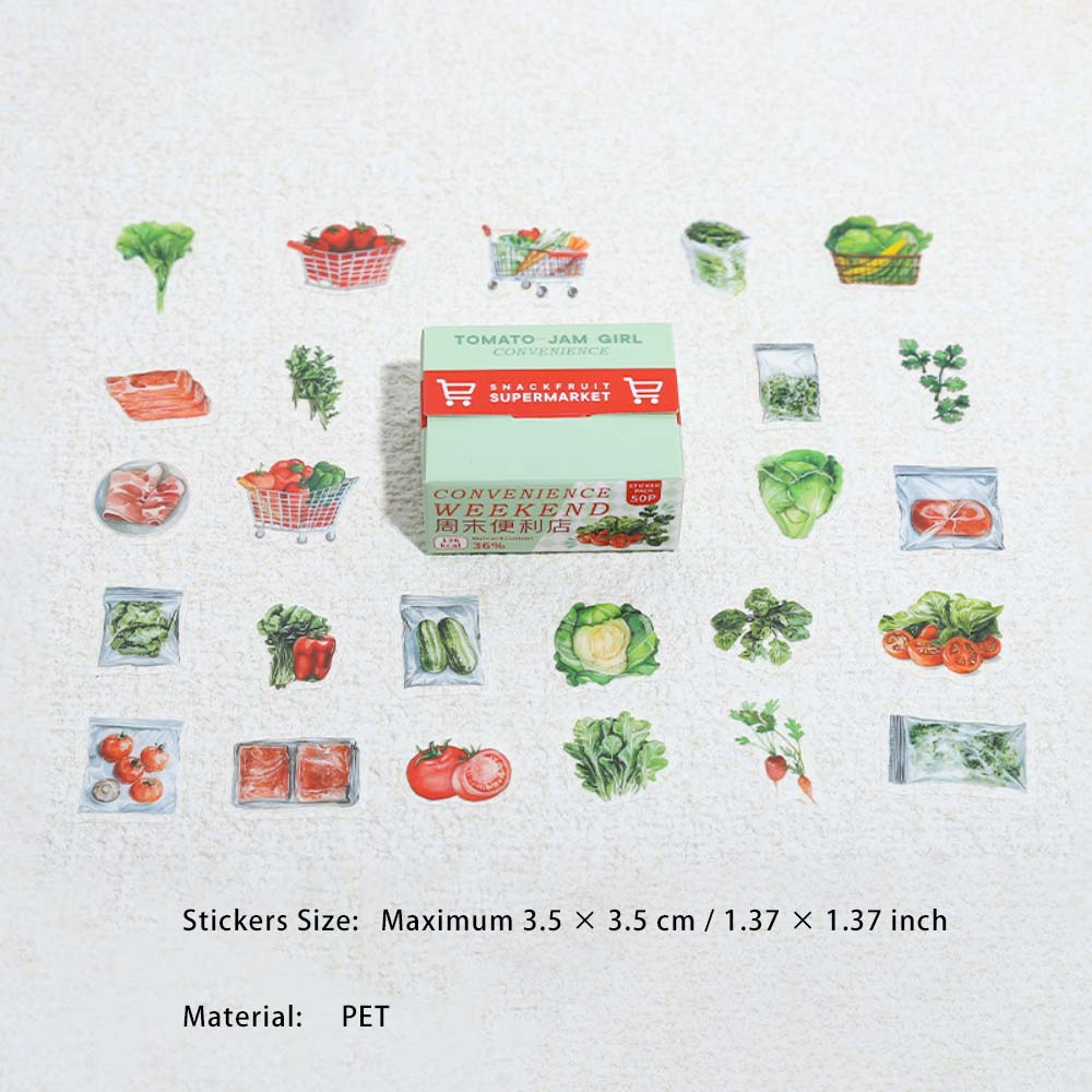 50 Pcs Snack Theme PET Stickers ZMBLD