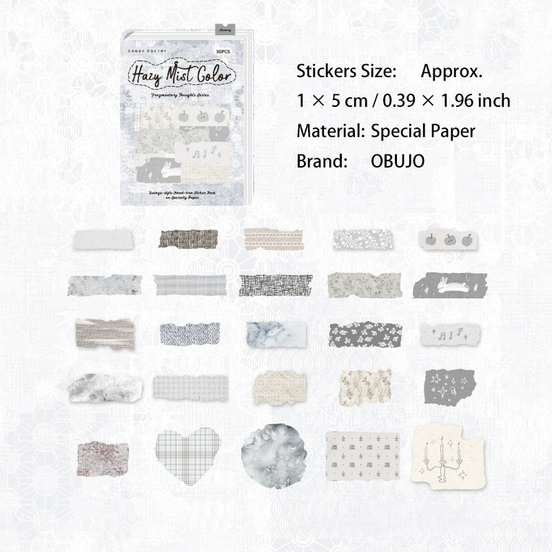 50 Pcs Fabric Theme Stickers LSBY