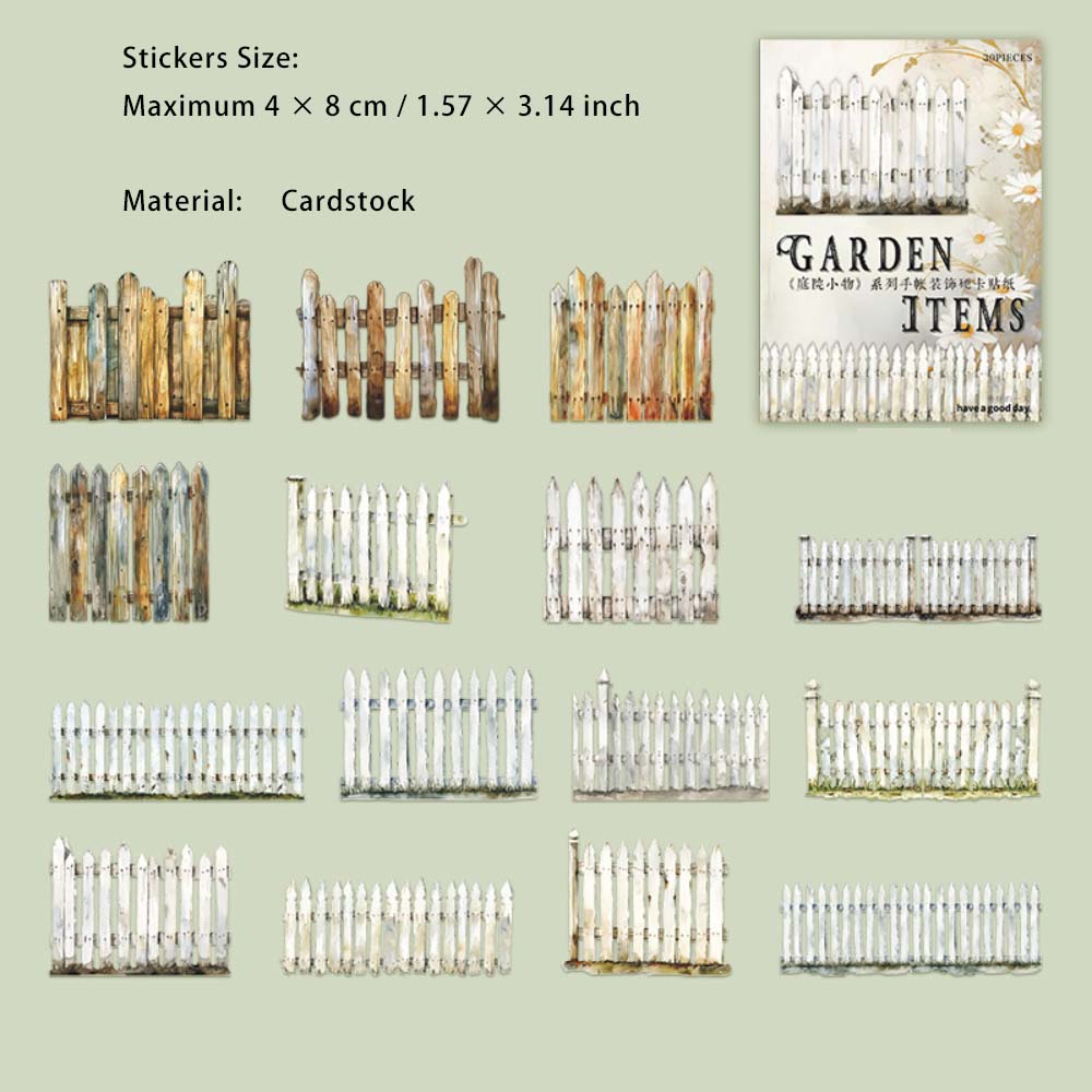 30 Pcs Yard Theme Cardstock Stickers TYXW