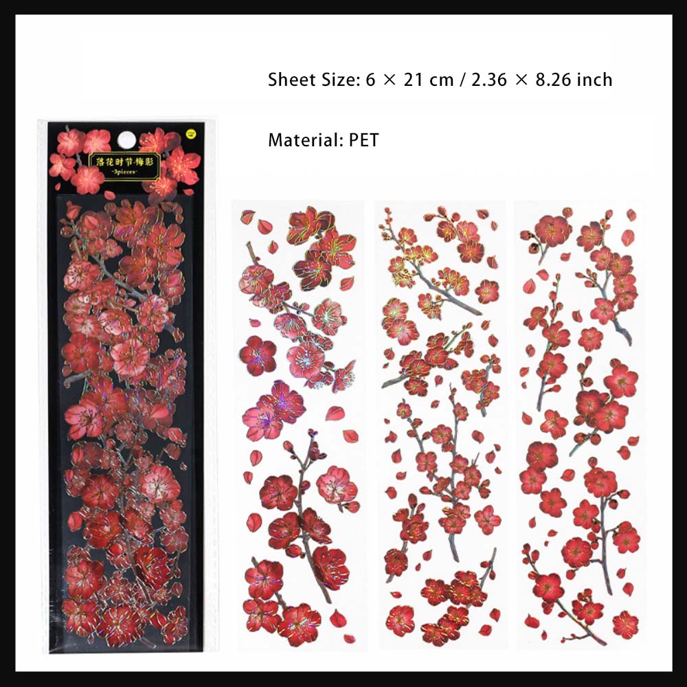 3 Sheets Flower PET Stickers LHSJ
