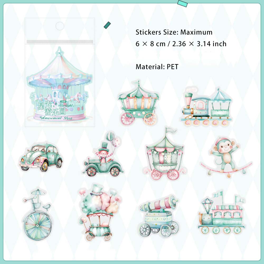 20 Pcs Amusement Park PET Stickers XGYLY