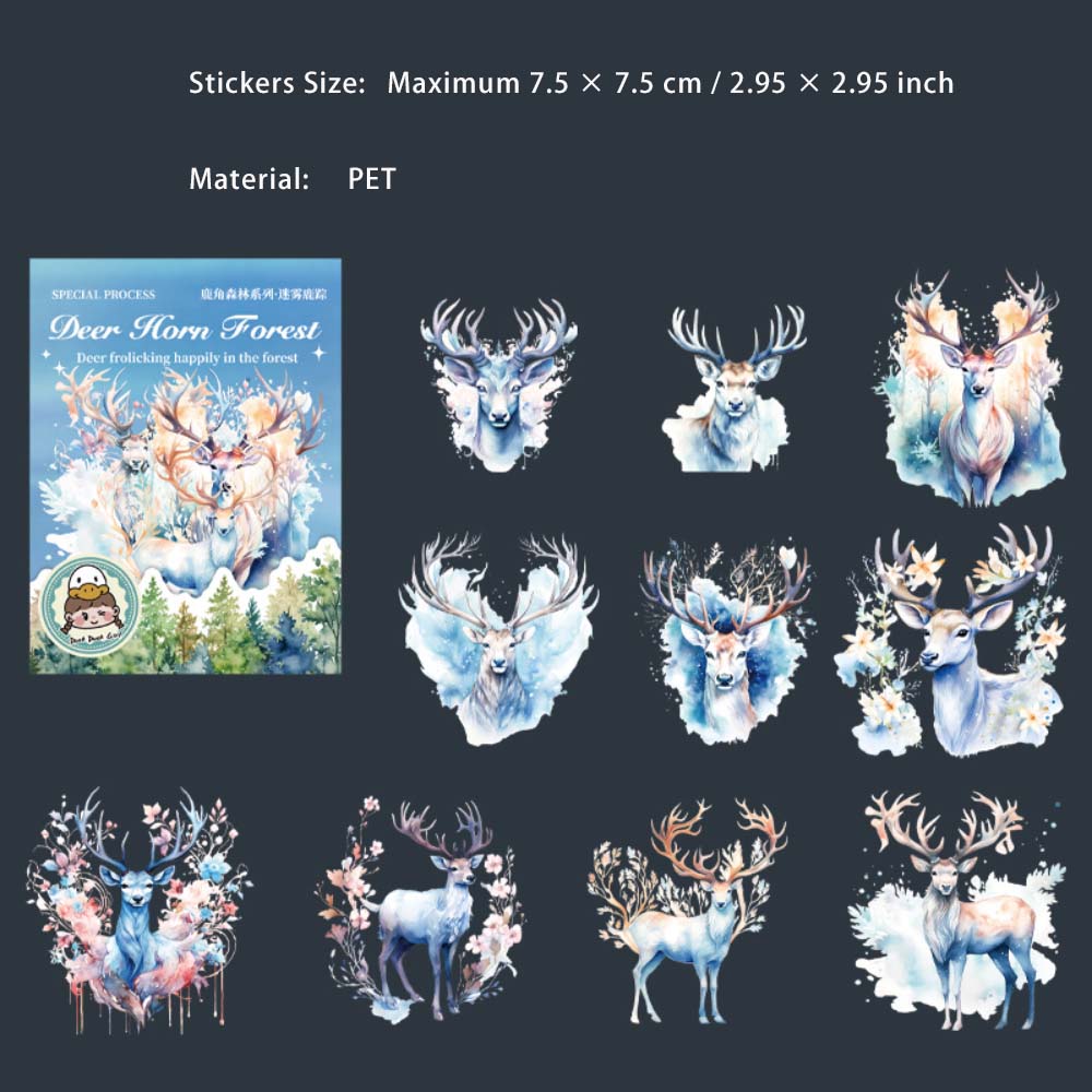 10 Pcs Deer Theme PET Stickers LJSL