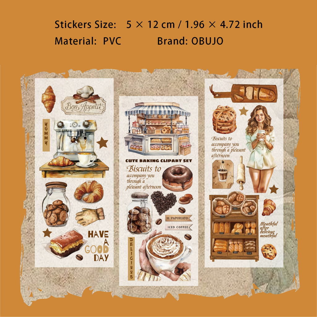 3 Sheets Coffee Theme Transfer Stickers KFSJ