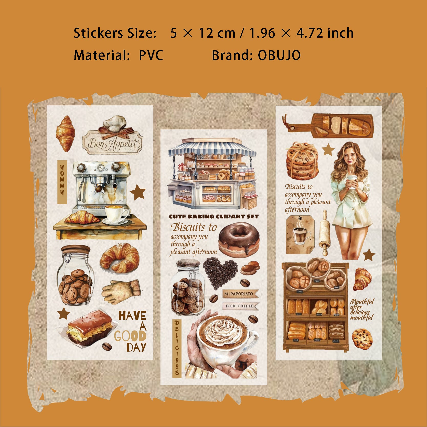 3 Sheets Coffee Theme Transfer Stickers KFSJ