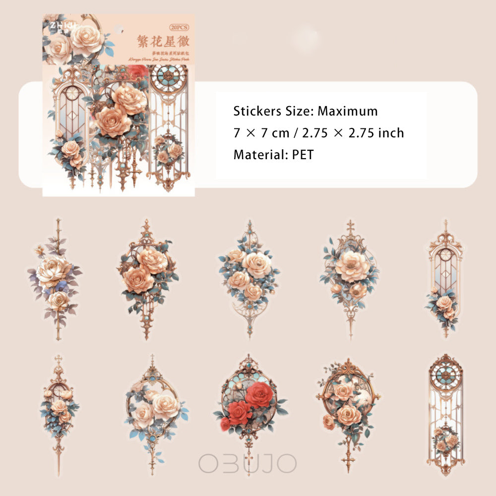 20 Pcs Windows and Flower PET Stickers MYHH