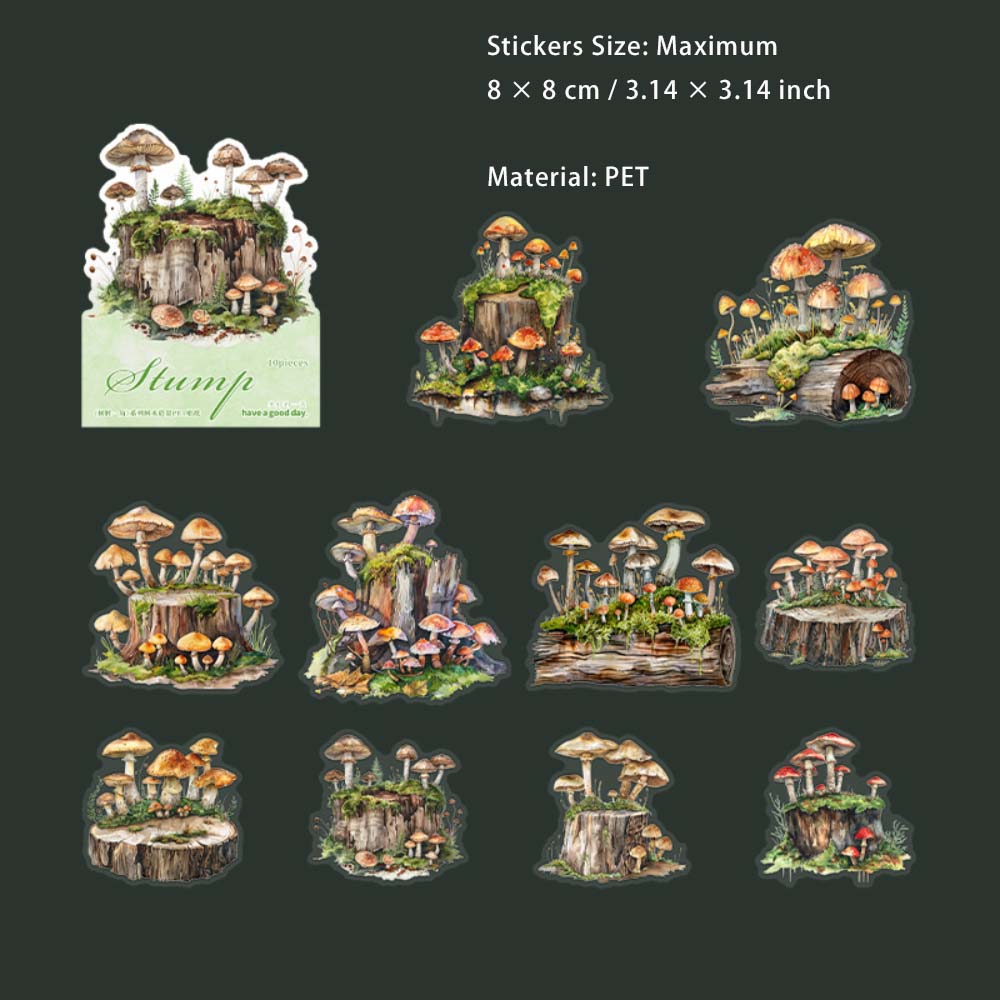 10 Pcs Tree Stump PET Stickers SZYJ