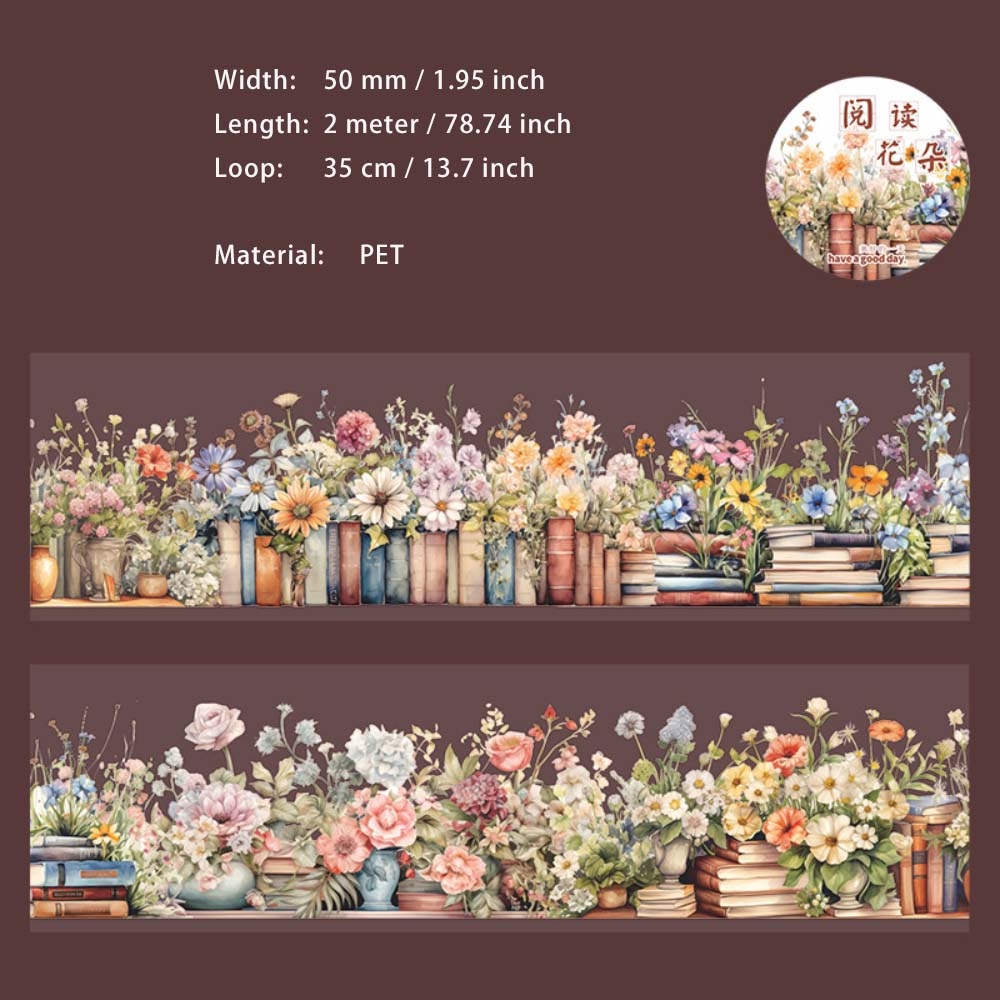 1 Roll Bookshelf Reading Theme PET Tape SHAY