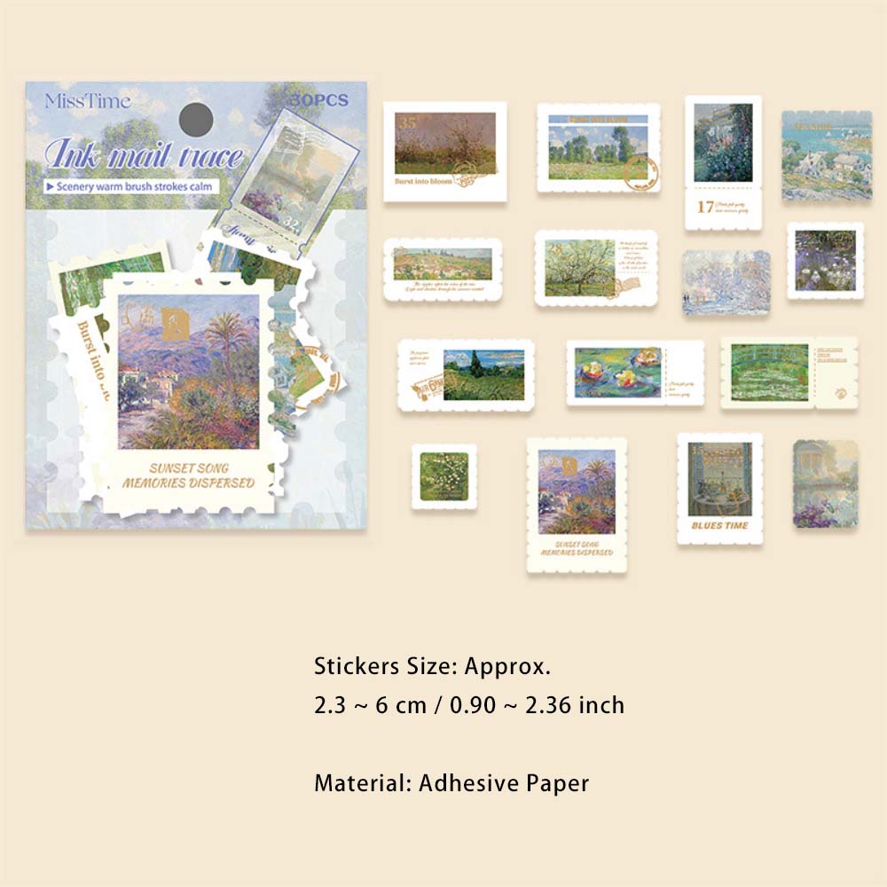 30 Pcs Botanical Postage Stamp Stickers MCYJ