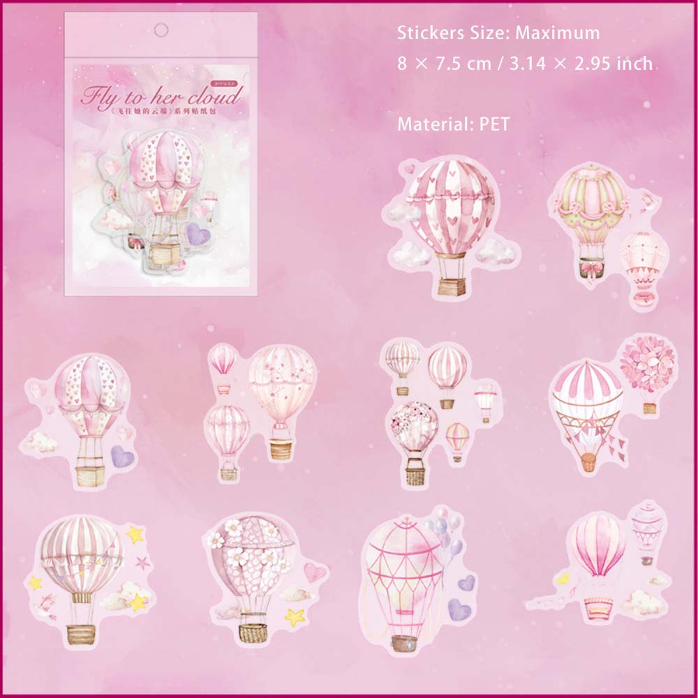 20 Pcs Hot Air Balloon PET Stickers FWTDYD