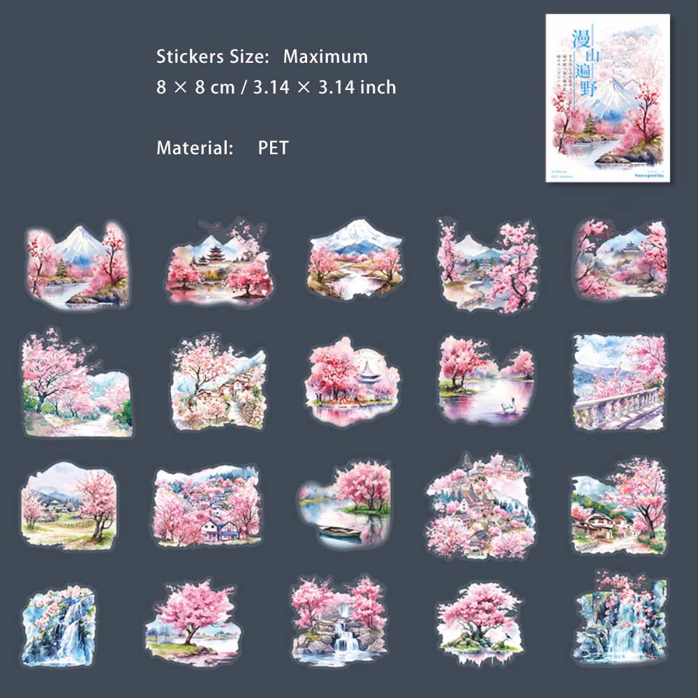 20 Pcs Cheery Blossom PET Stickers MSBY