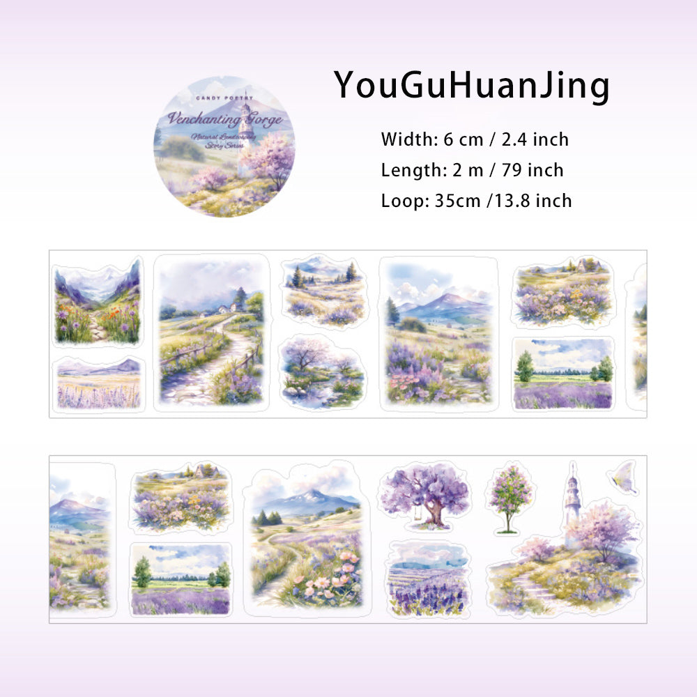 1 Roll Die-cut Seasonal Landscape PET Stickers Tape ZRZJGS