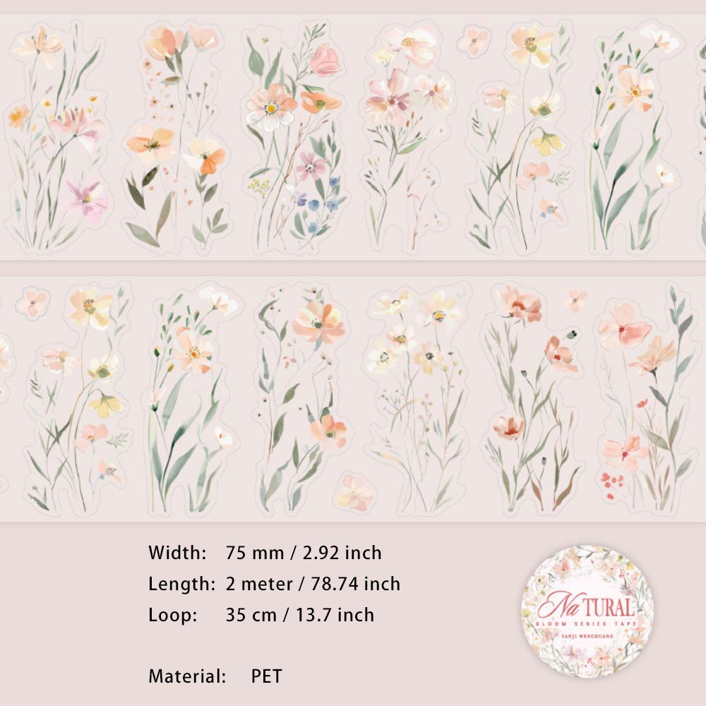 1 Roll Pre-cut Flower PET Stickers Tape ZRZF