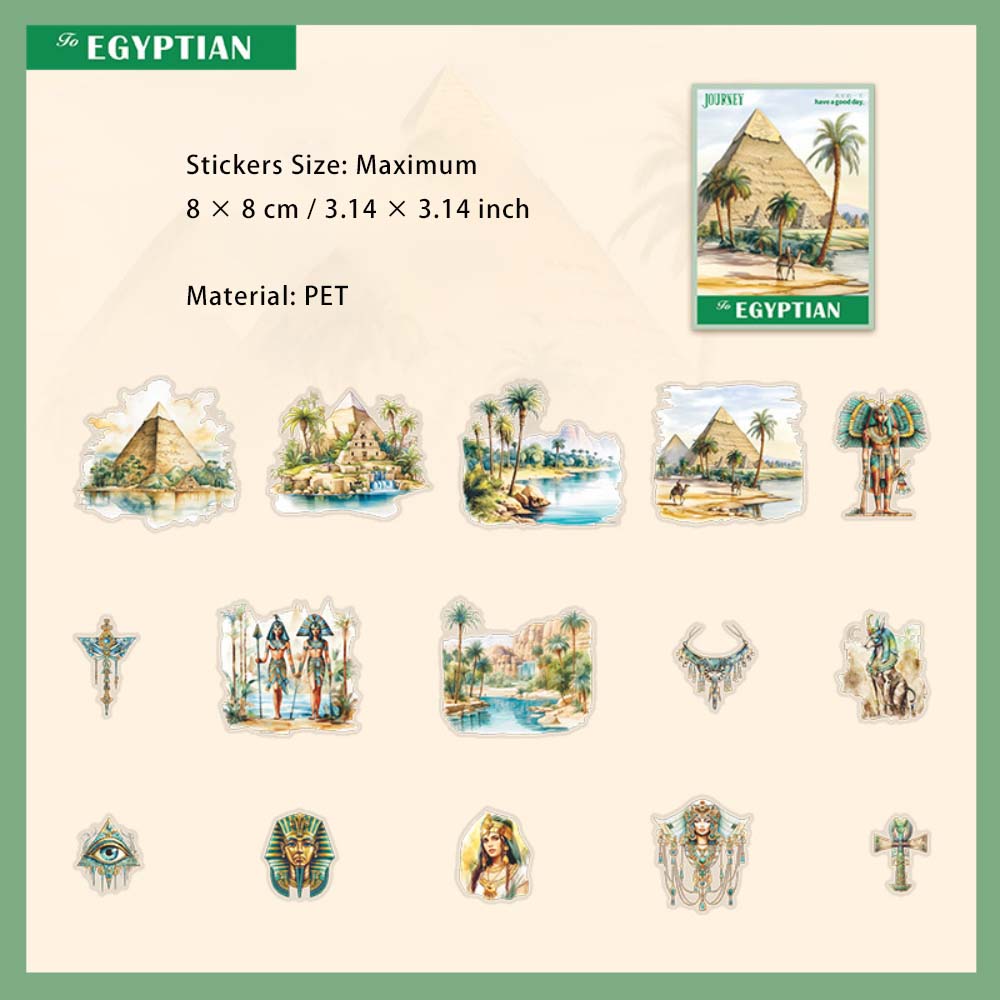 15 Pcs Egypt Travel Theme PET Stickers AJZL