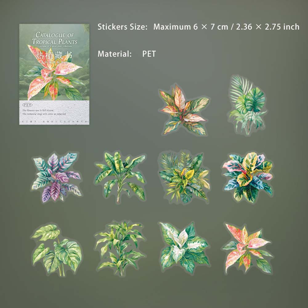 10 Pcs Flower Leaf PET Stickers RZCS