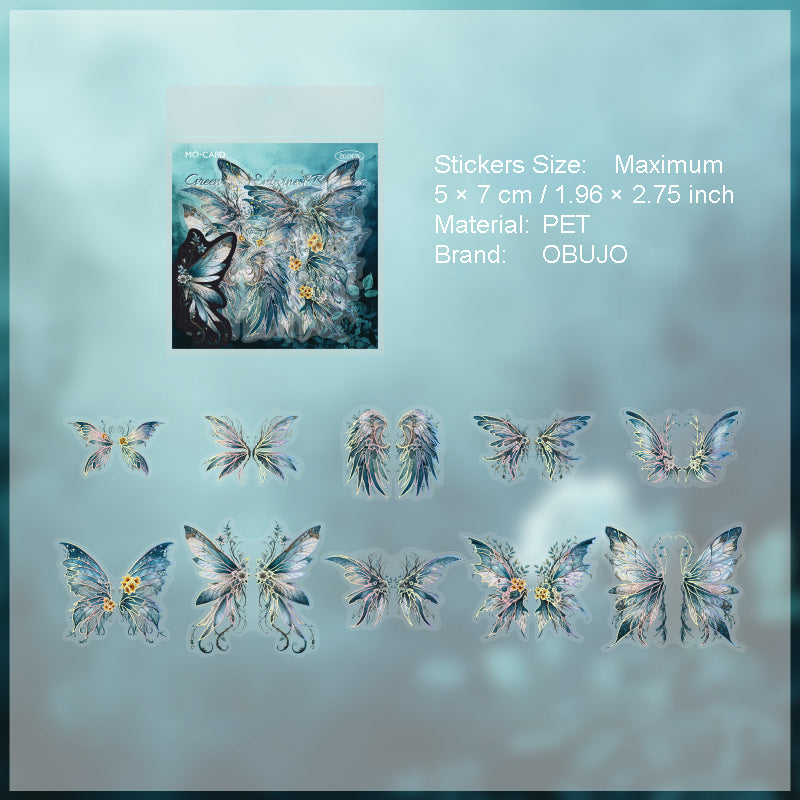 20 Pcs Glitter Butterfly Feather PET Stickers LKJY