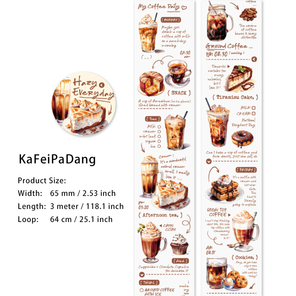 1 Roll Coffee Theme PET Stickers MLRC