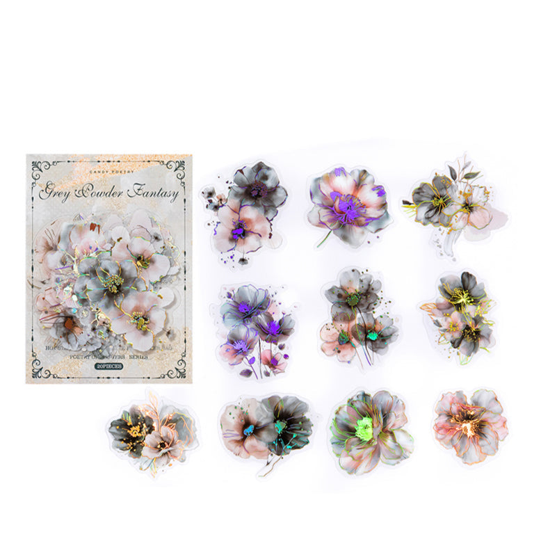 20 Pcs Gilded Flora PET Stickers FHZS04