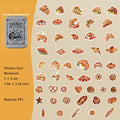 100 Pcs Bread Dessert PET Stickers with Collection Box MBHBS