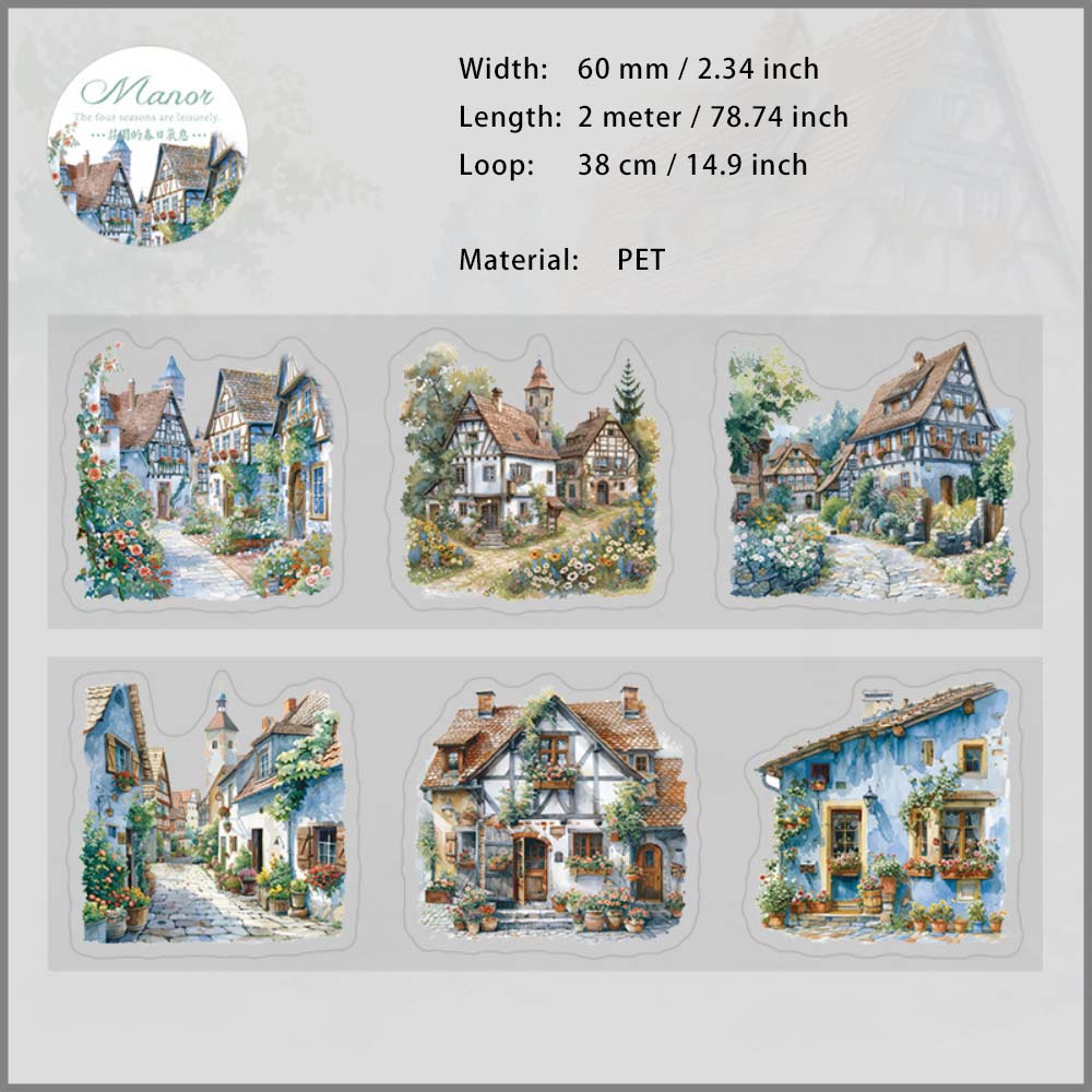 1 Roll Seasonal Wild Landscape PET Stickers Tape SJYY