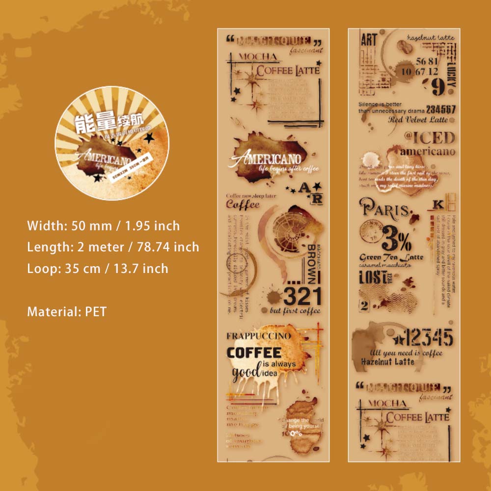 1 Roll Diecut Vintage PET Stickers Tape JYGM