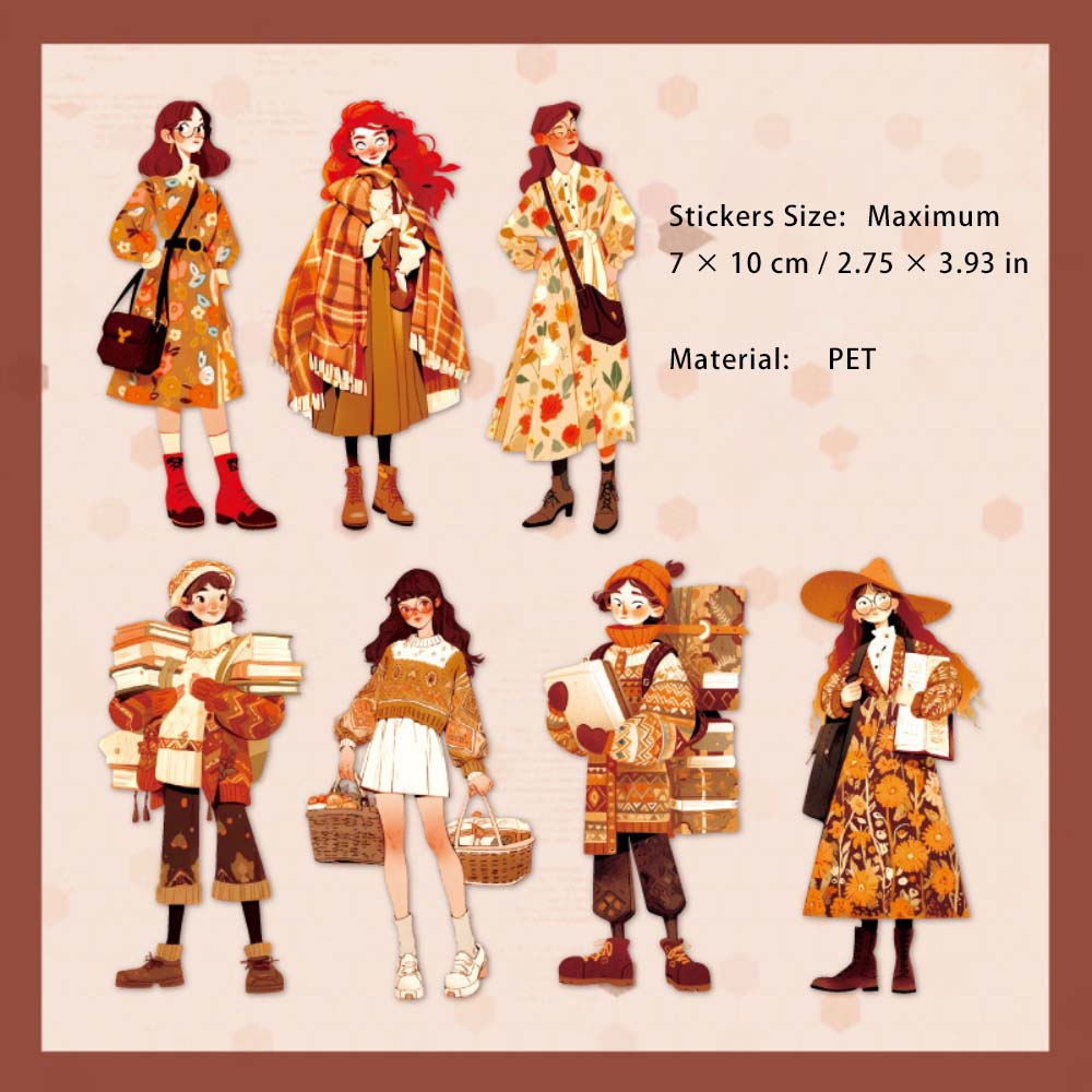 12 Pcs Winter Girl PET Stickers XYDYY