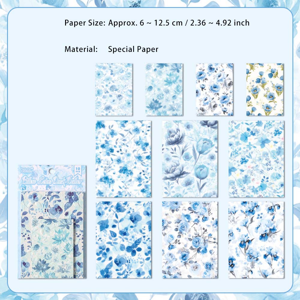 10 Sheets Floral Basic Scrapbook Paper HYWL