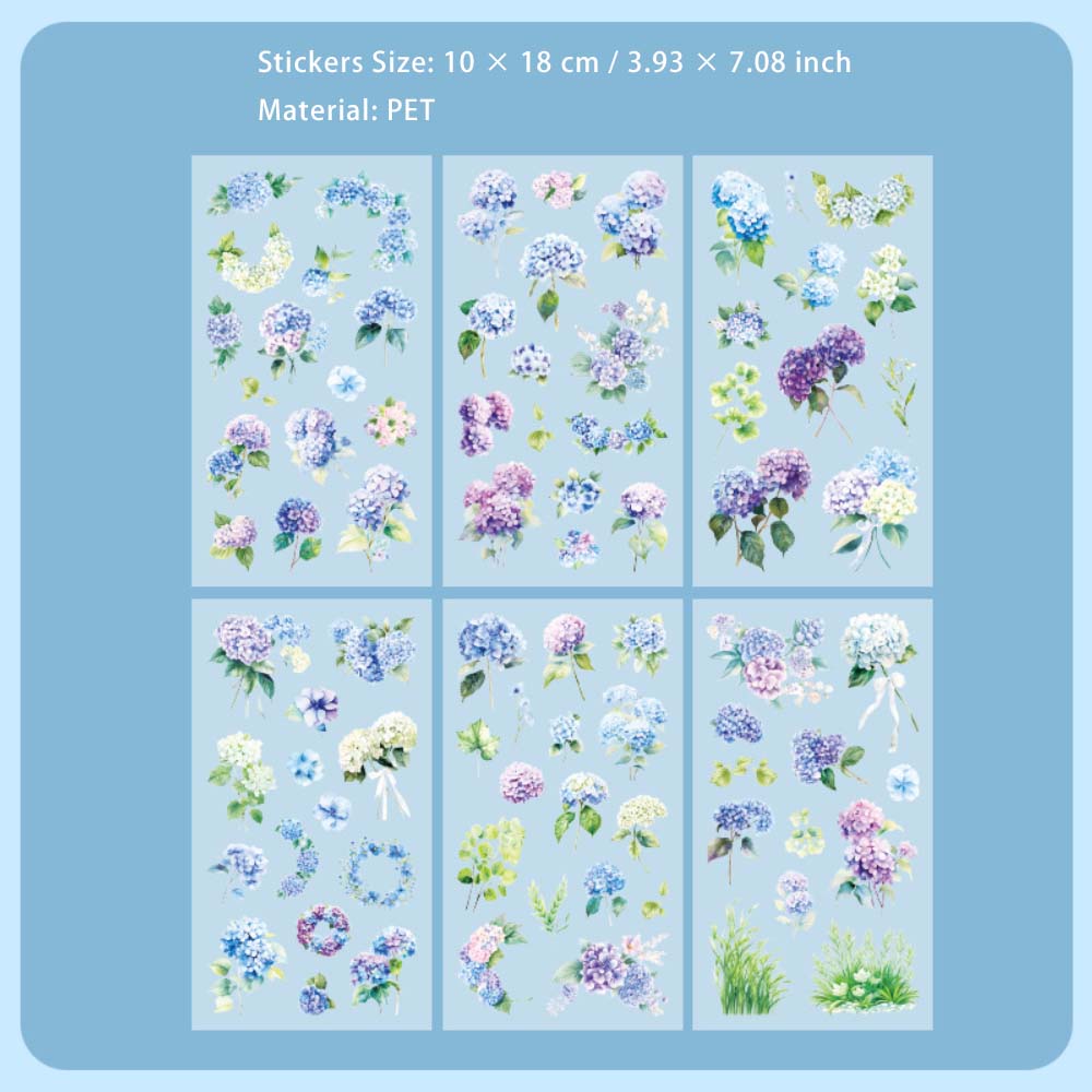 6 Sheets Flower Botanical PET Stickers YSHS