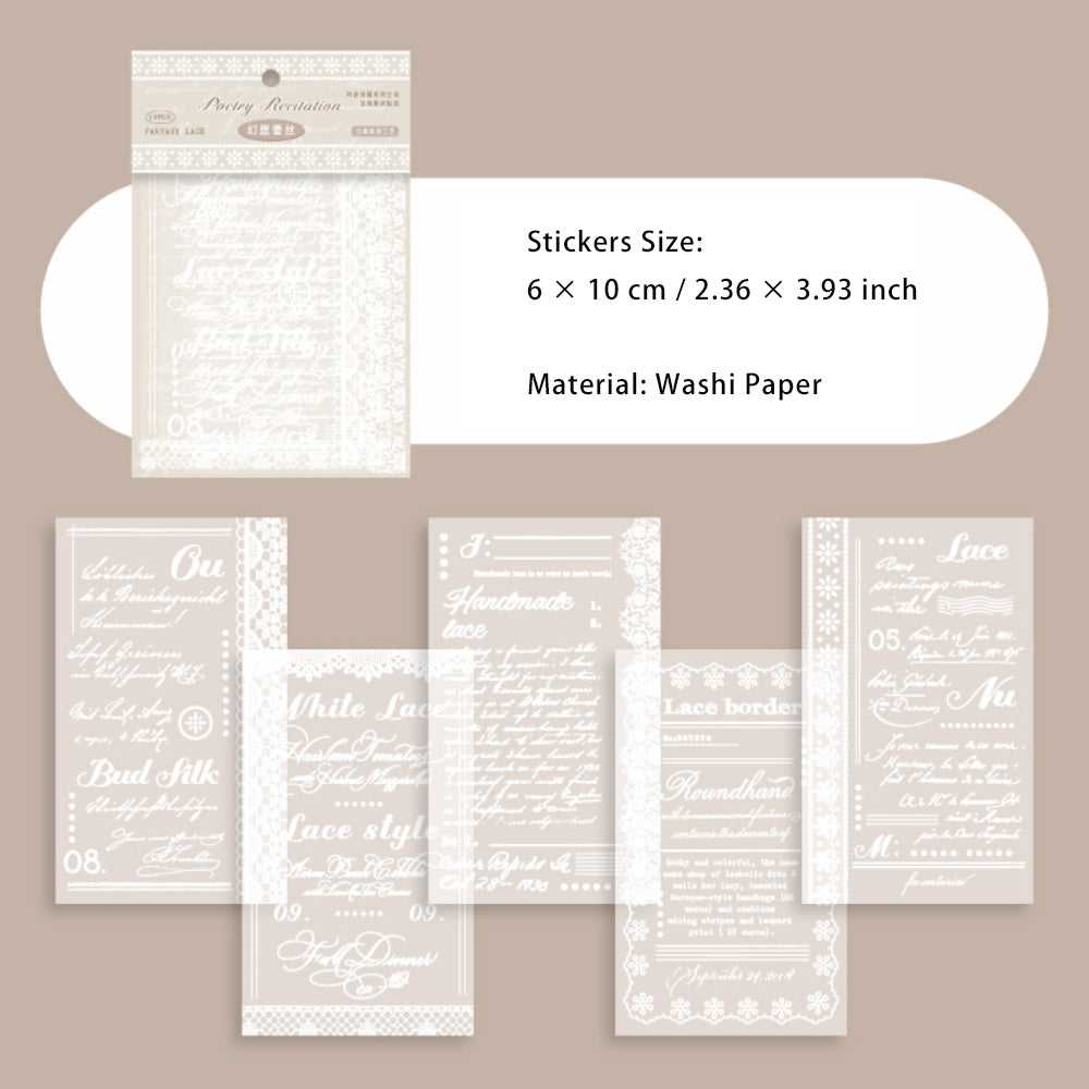 10 Pcs Vintage Poem Theme Washi Stickers YYSP