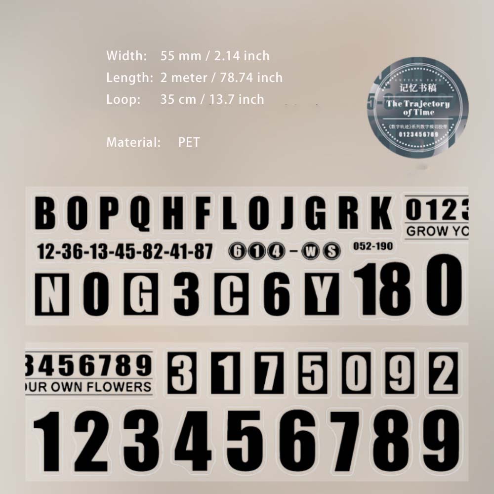 1 Roll Pre-cut Alphabet Numebr PET Stickers Tape SZGJ