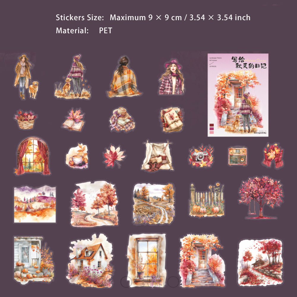15 Pcs Autumn PET Stickers QTDRJ
