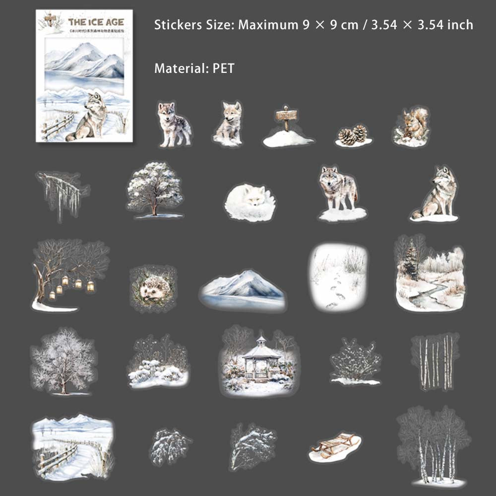 25 Pcs Winter Forest PET Stickers BCSD