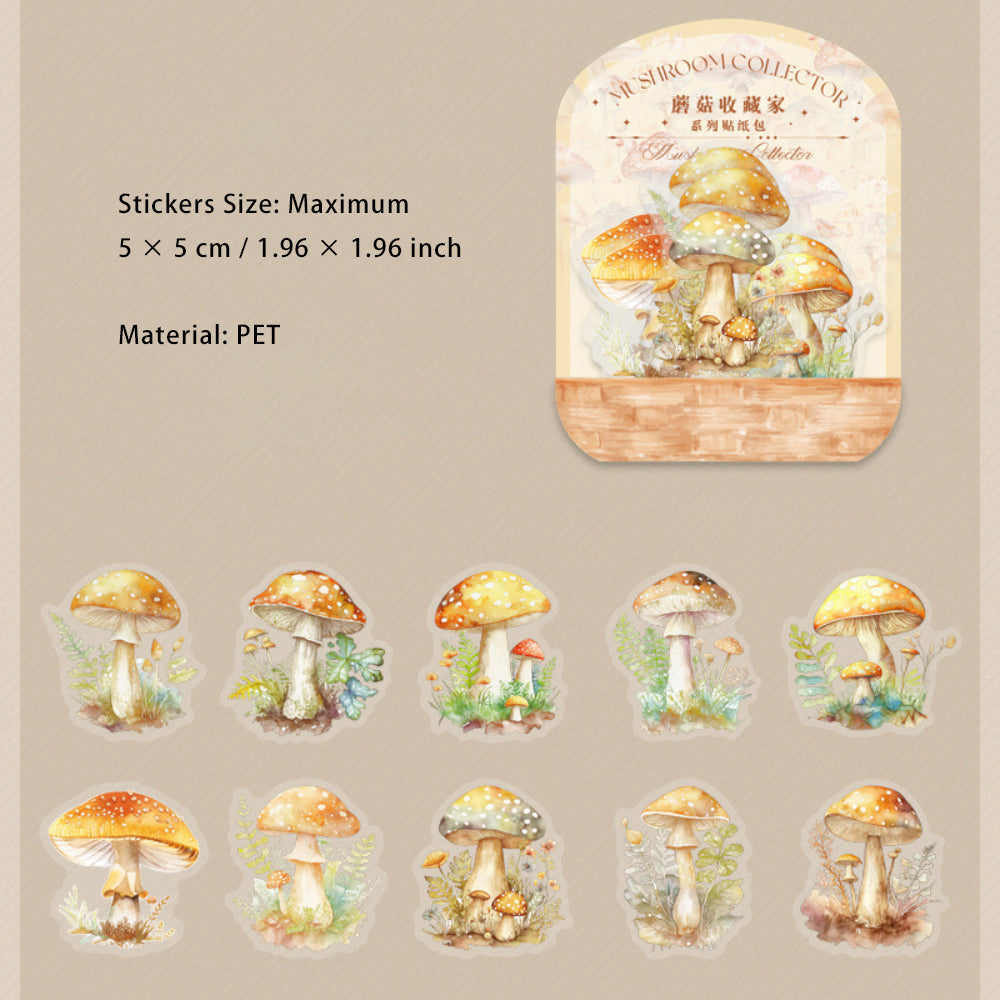 20 Pcs PET Mushroom Stickers MGSCJ