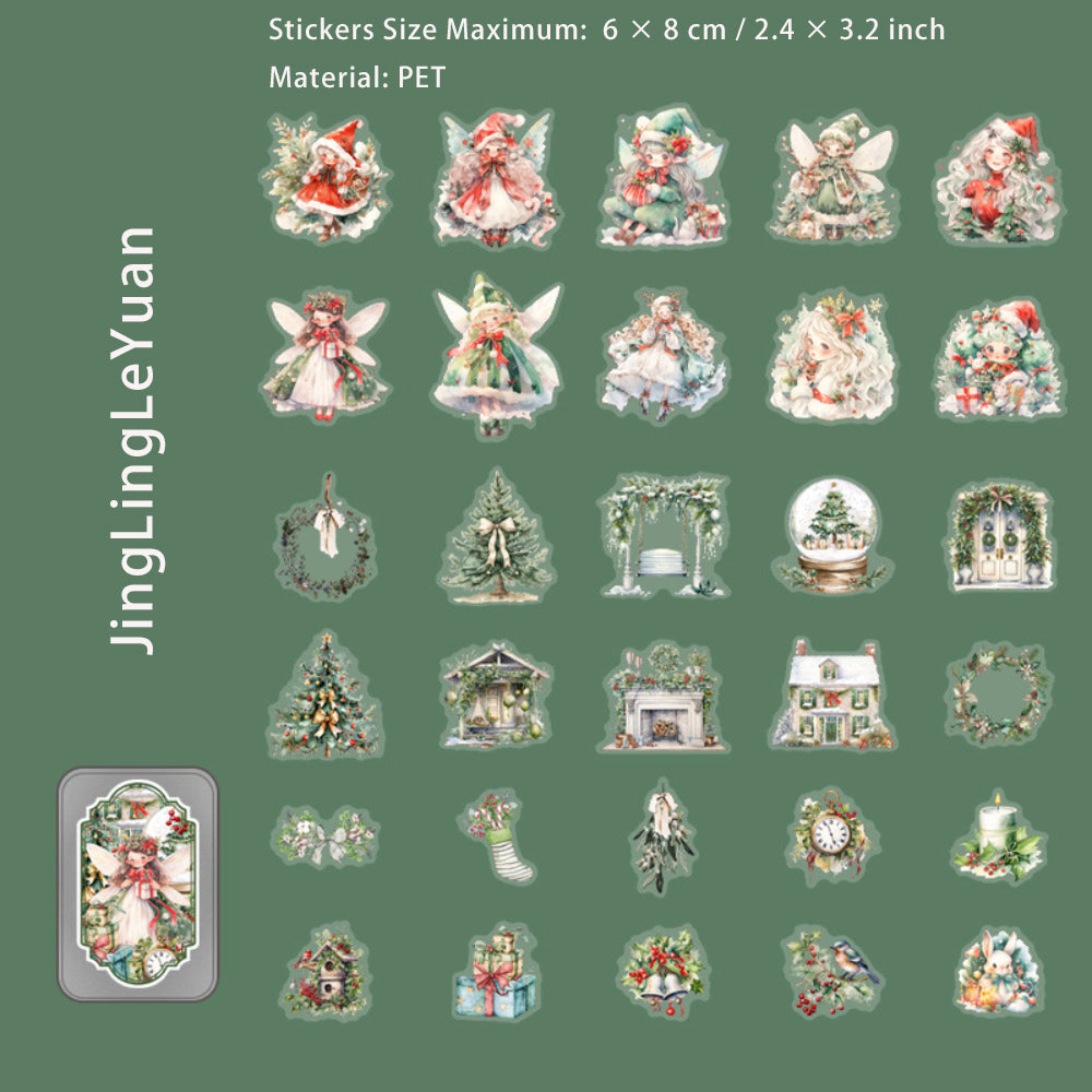 60 Pcs Christmas PET Stickers with Collection Box SDXZ