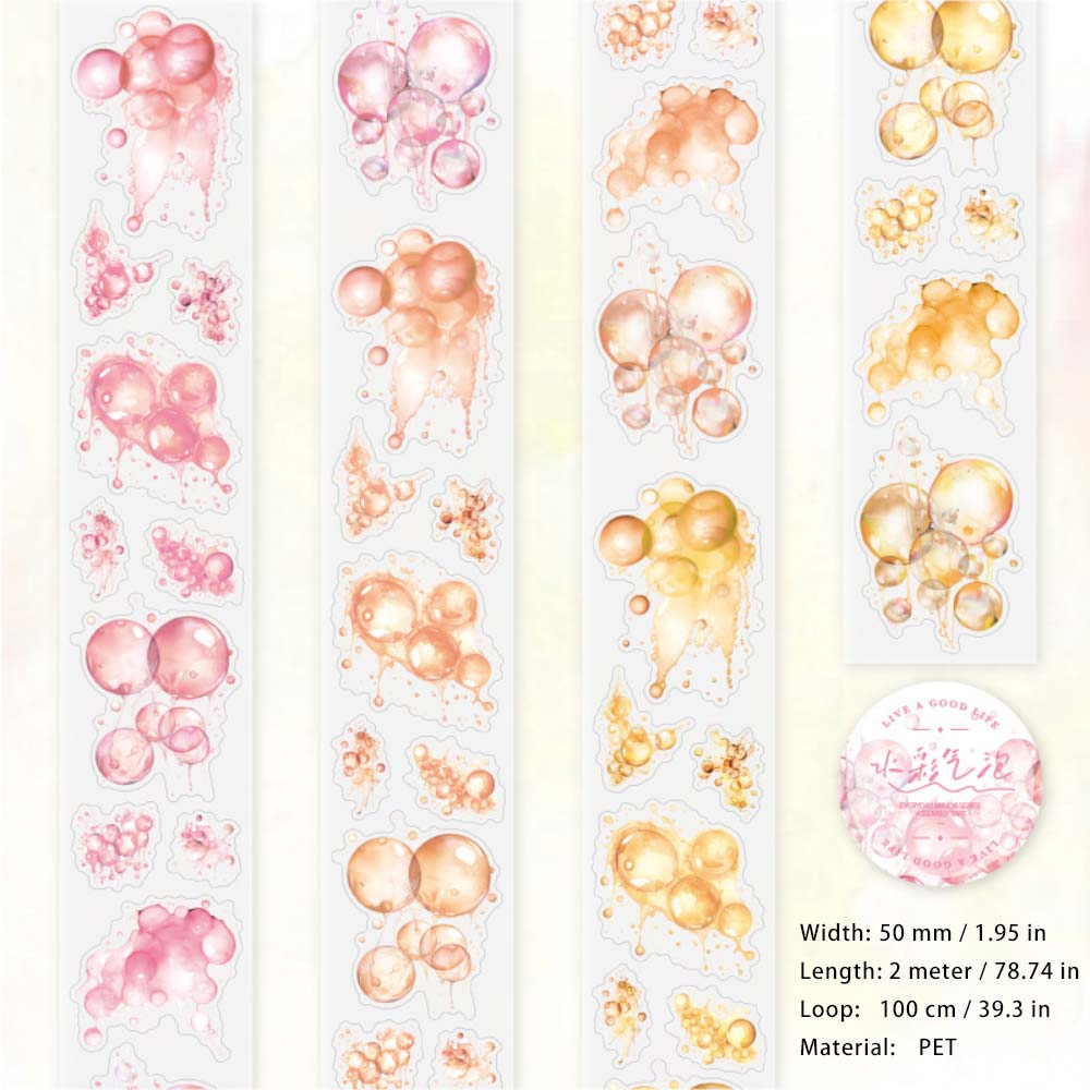 1 Roll Pre-cut Bubble PET Stickers Tape HCQP