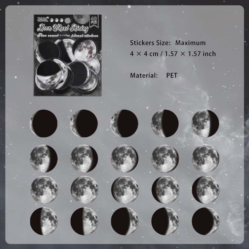 40 Pcs Colorful Planets PET Stickers XCMY