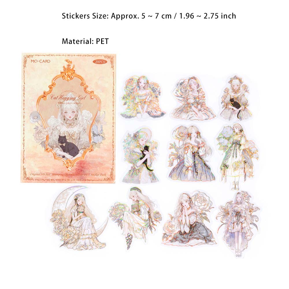 20 Pcs Glitter Flower Fairy PET Stickers HHLR