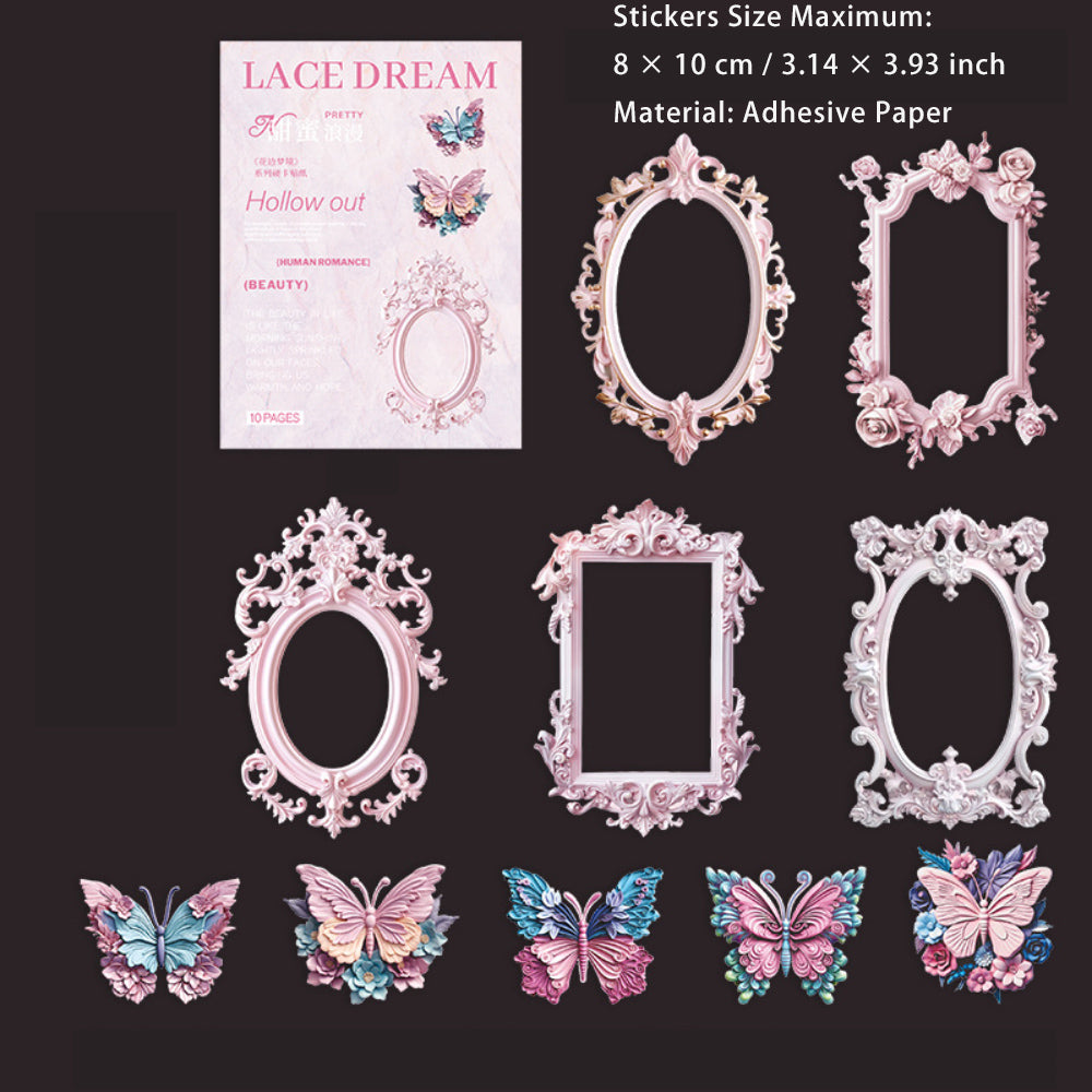 10 Pcs Flower and Frame Stickers HBMJ