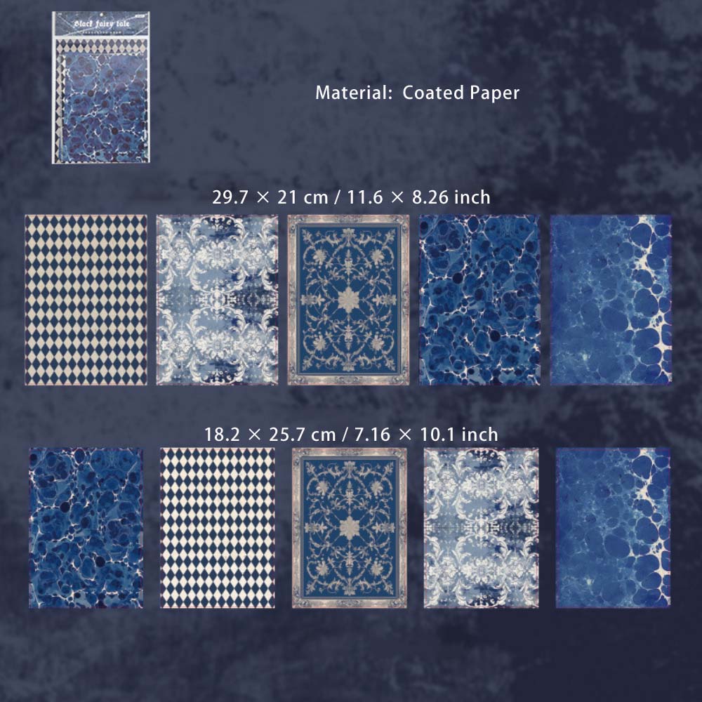 10 Pcs Dark Themed Scrapbook Paper HSTH
