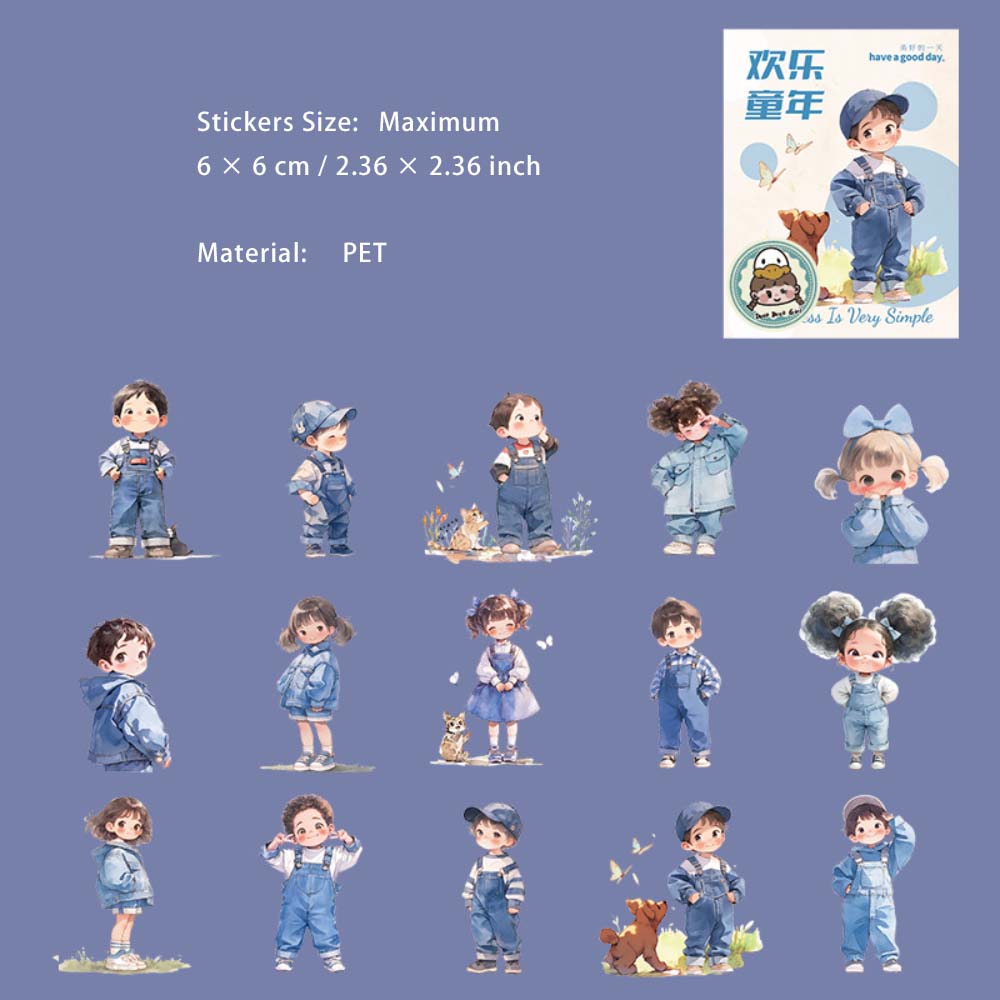 15 Pcs Childhood PET Stickers HLTN