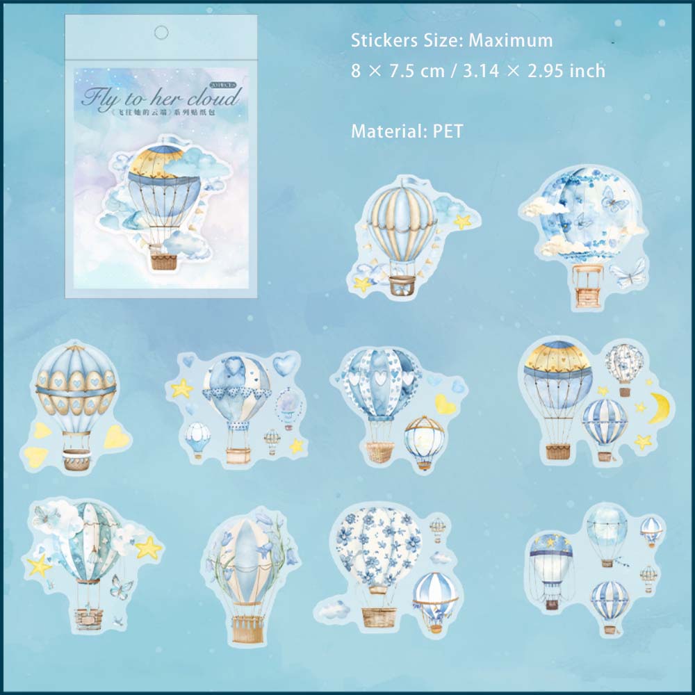 20 Pcs Hot Air Balloon PET Stickers FWTDYD