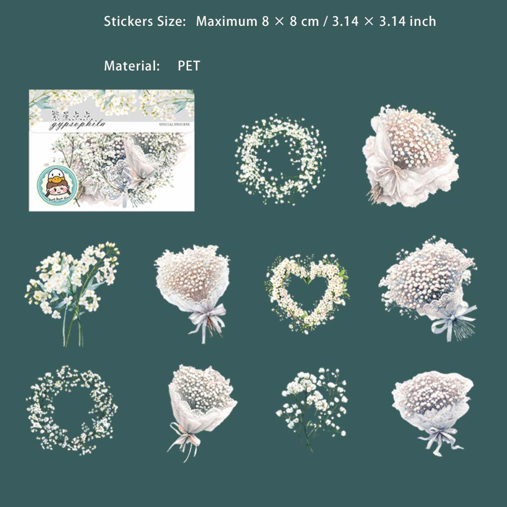 10 Pcs Weeding Bouquet PET Stickers FXDD